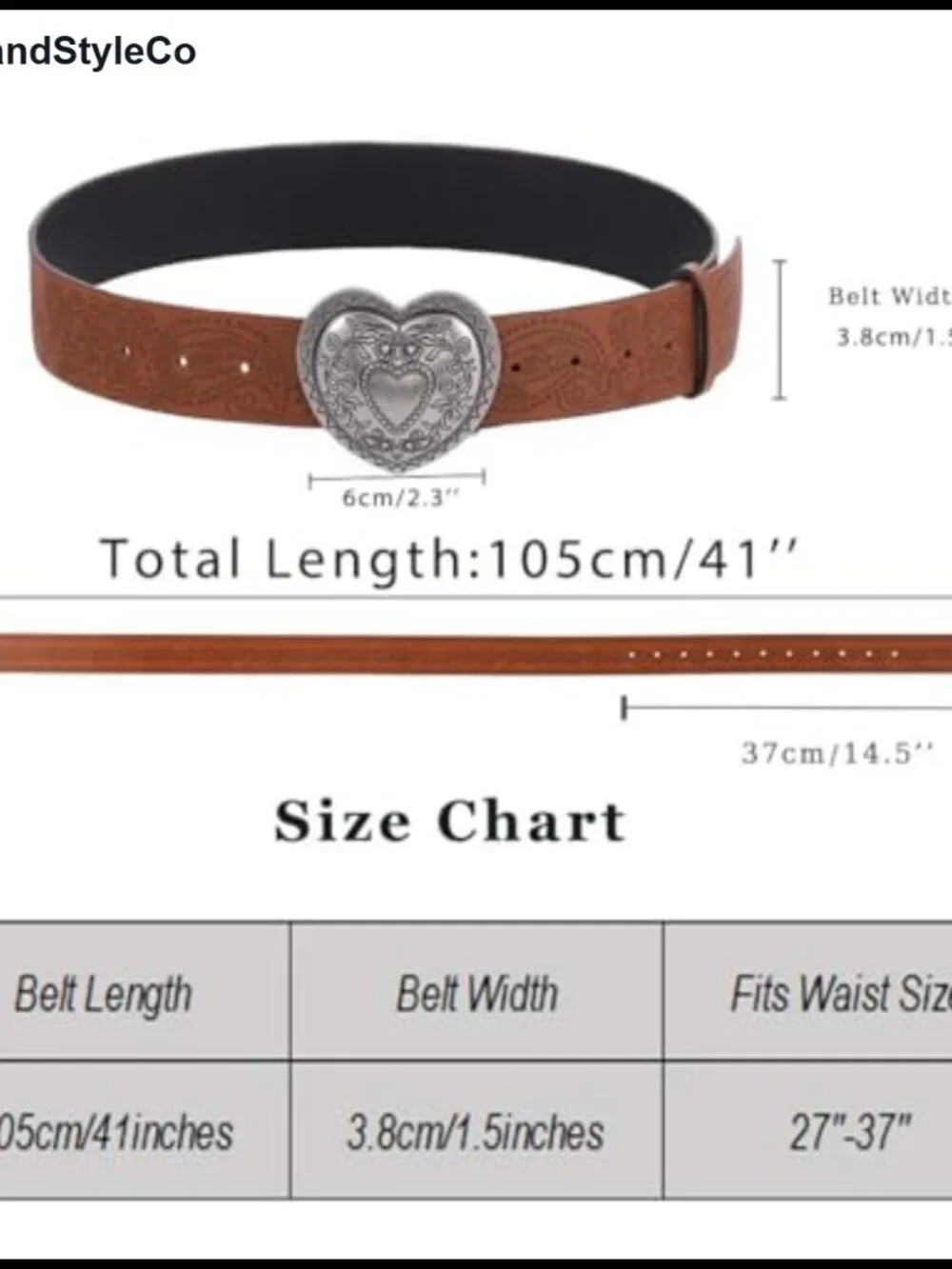 Faux Leather Western Waist Belt with Heart Buckle for Jeans Y2K Punk